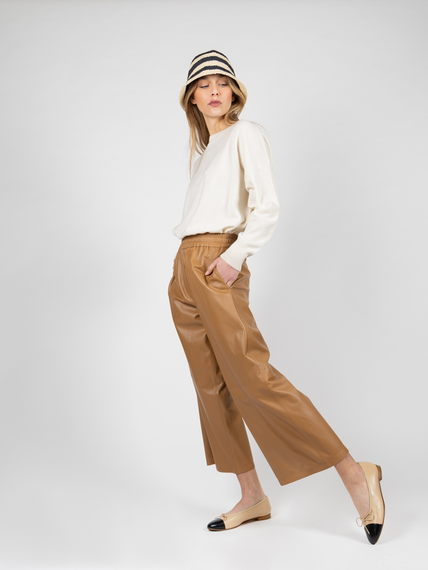 Wide-Leg Lederhose