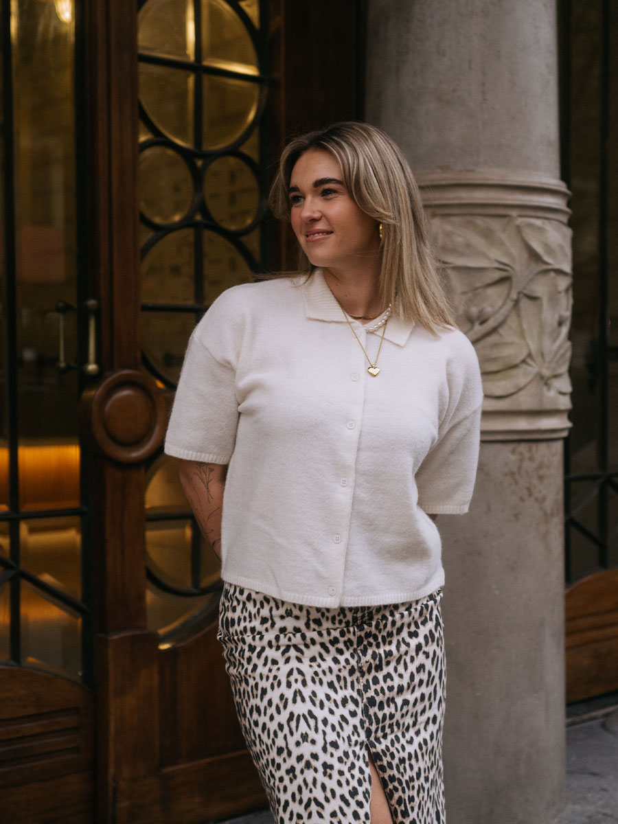 Tee Cardigan VINA in Creme von OH APRIL