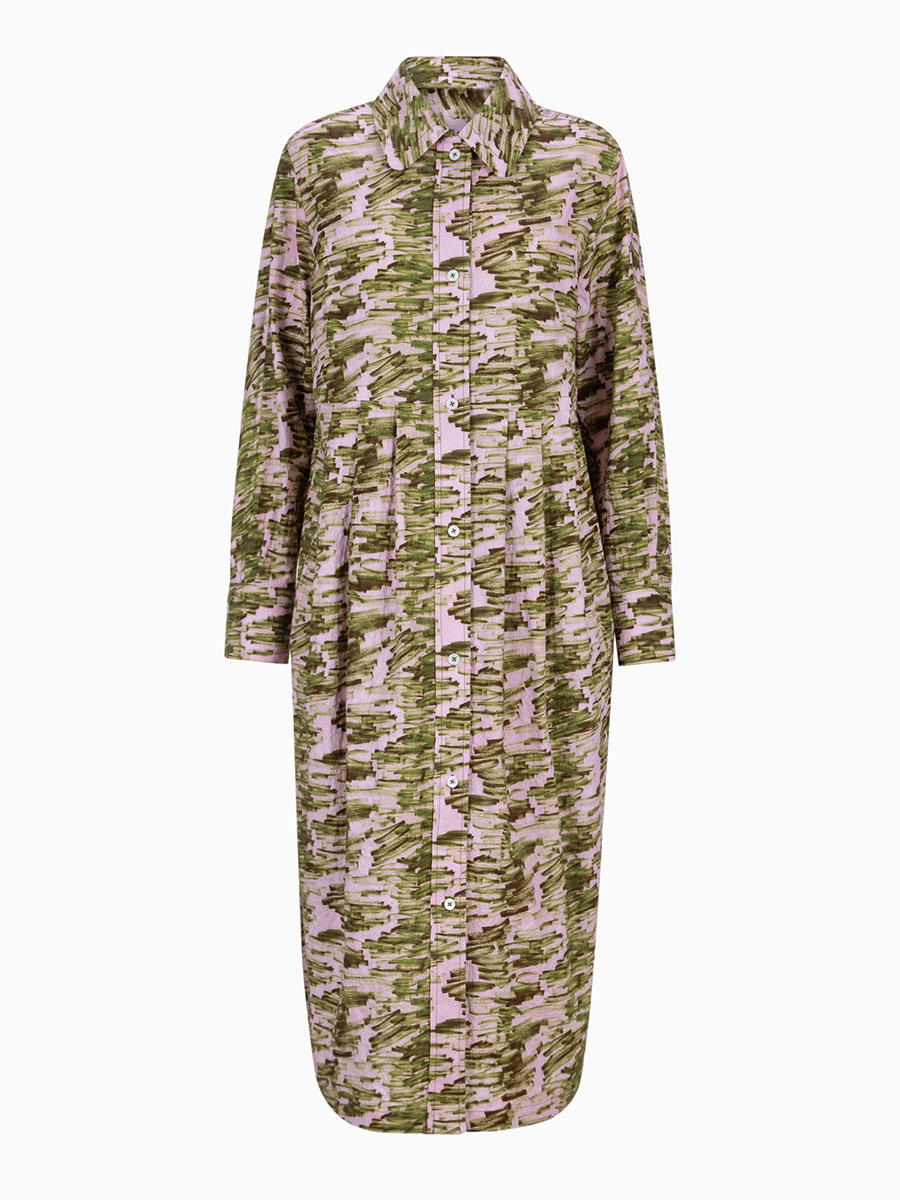 Midi-Hemdkleid in Grün und Rosa von ODEEH