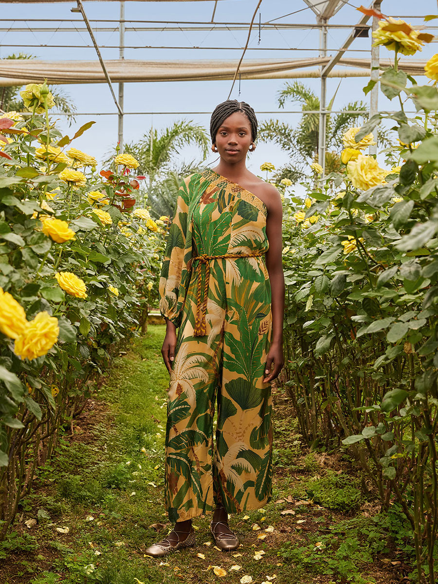 One Shoulder-Jumpsuit in Grün von Farm Rio