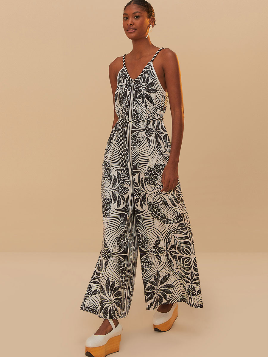 Jumpsuit schwarz weiß gemustert von Farm Rio