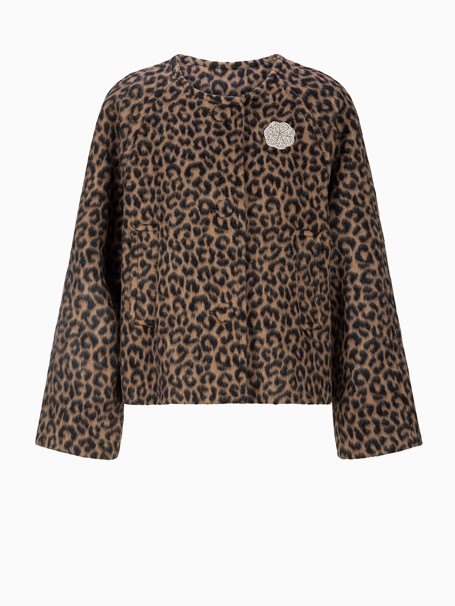 Wolljacke in braunem Leo von ODEEH