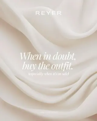 When in doubt, buy the outfit - denn Stil ist eine Entscheidung, die man spürt. ✨👗

Gerade jetzt lohnt sich ein Blick doppelt, denn ausgewählte Designer Highlights sind bis zu -50 % reduziert und machen Fashion-Momente noch besonderer. 🔥🛍️

Entdecken Sie den Sale im Store und im Onlineshop und sichern Sie sich Ihr neues Lieblings-Outfit mit exklusivem Rabatt. 🖤💻

Ob Trend-Piece oder zeitloses Must-have - hochwertige Fashion, starke Designer, attraktive Sales und echte Style-Statements warten auf Sie. ✨👠

Welches Outfit darf bei Ihnen einziehen, wenn Qualität, Stil und Preis einfach zusammenpassen? 💬😍

#reyerlooks
